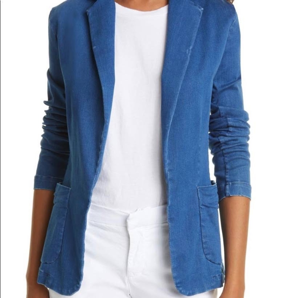 Frank & Eileen Dublin Blazer Blue Denim Jacket XS Cotton Blend Performance